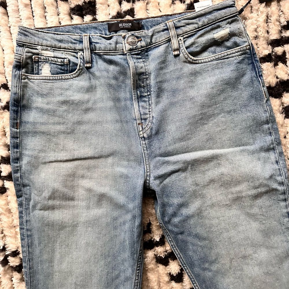 Hudson Landslide Denim Holly High-rise Straight Ankle Mom Jeans 32/12 Button Fly - Picture 7 of 9